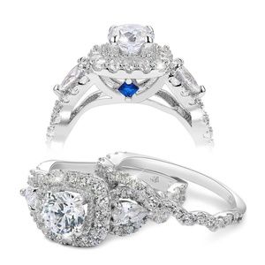 Brand new 925 Sterling silver engagement ring set